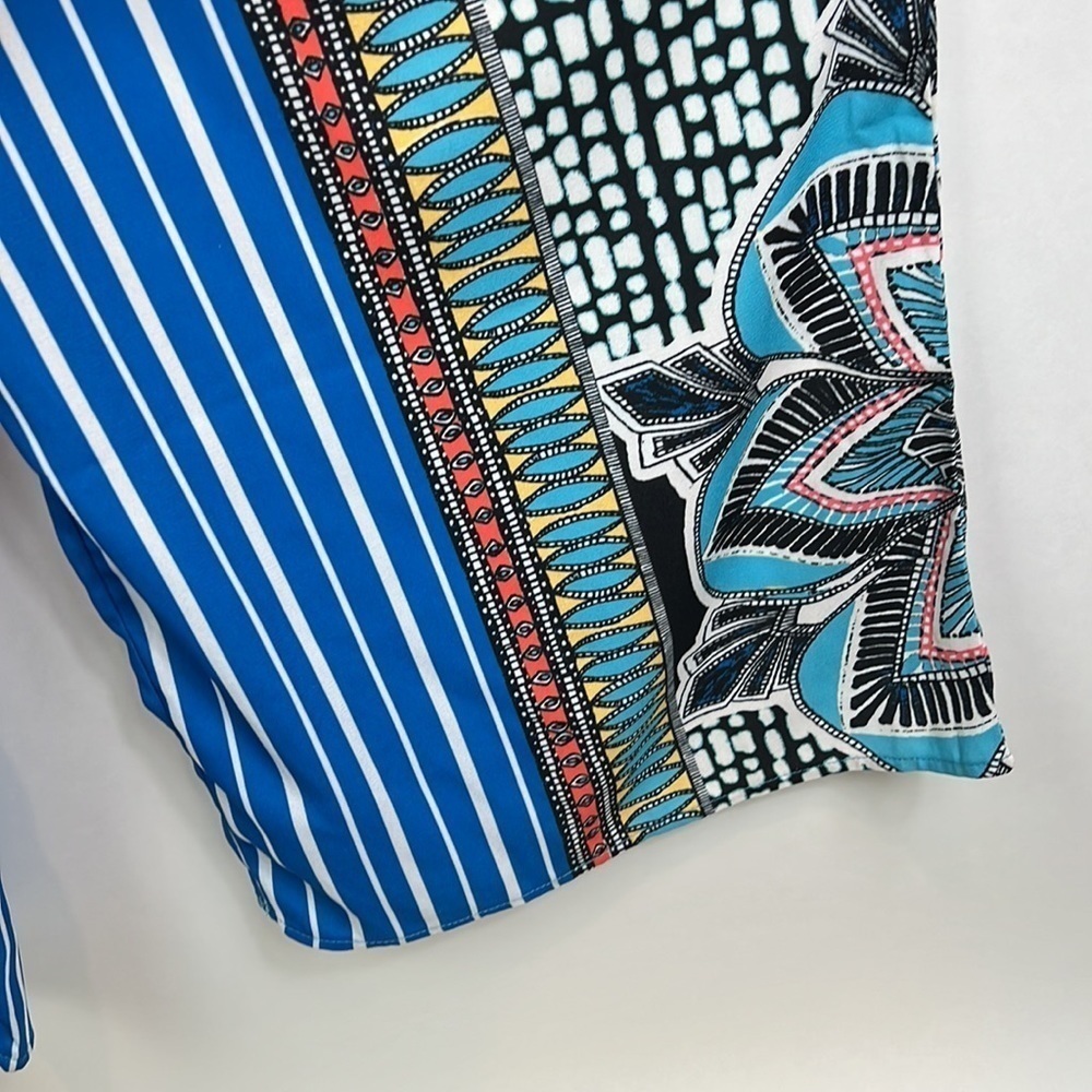 NWT Jealous Tomato Wide Leg High Waist Palazzo Pants Colorful Resort Tribal M - Picture 5 of 7
